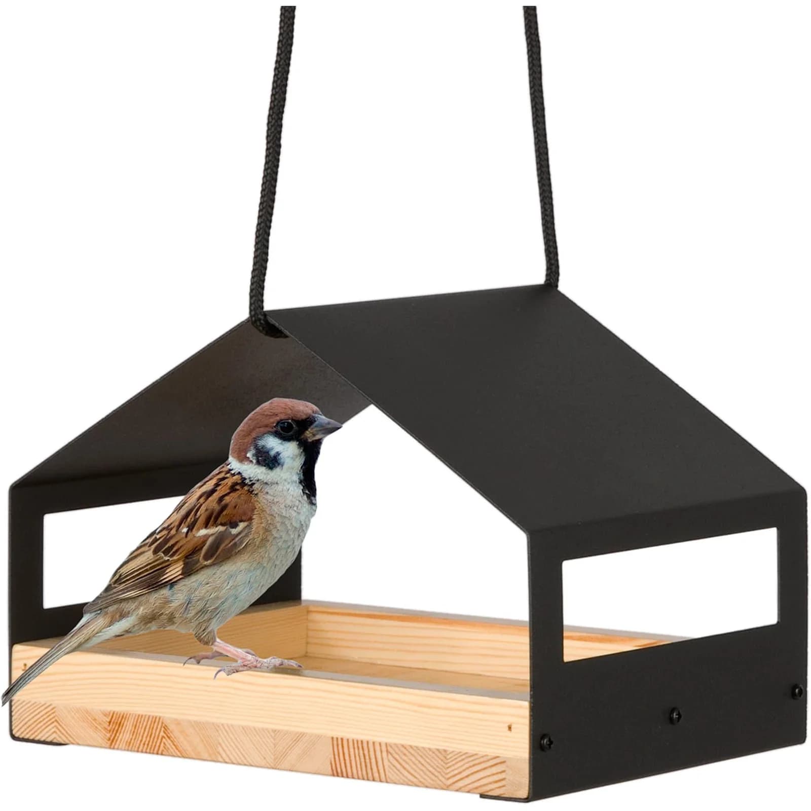 WONDERMAKE Vogelhaus Metall Holz Schwarz Modern
