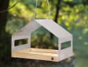 WONDERMAKE Vogelhaus XL Metall und Holz Grau-Beige Wetterfest Bild 2