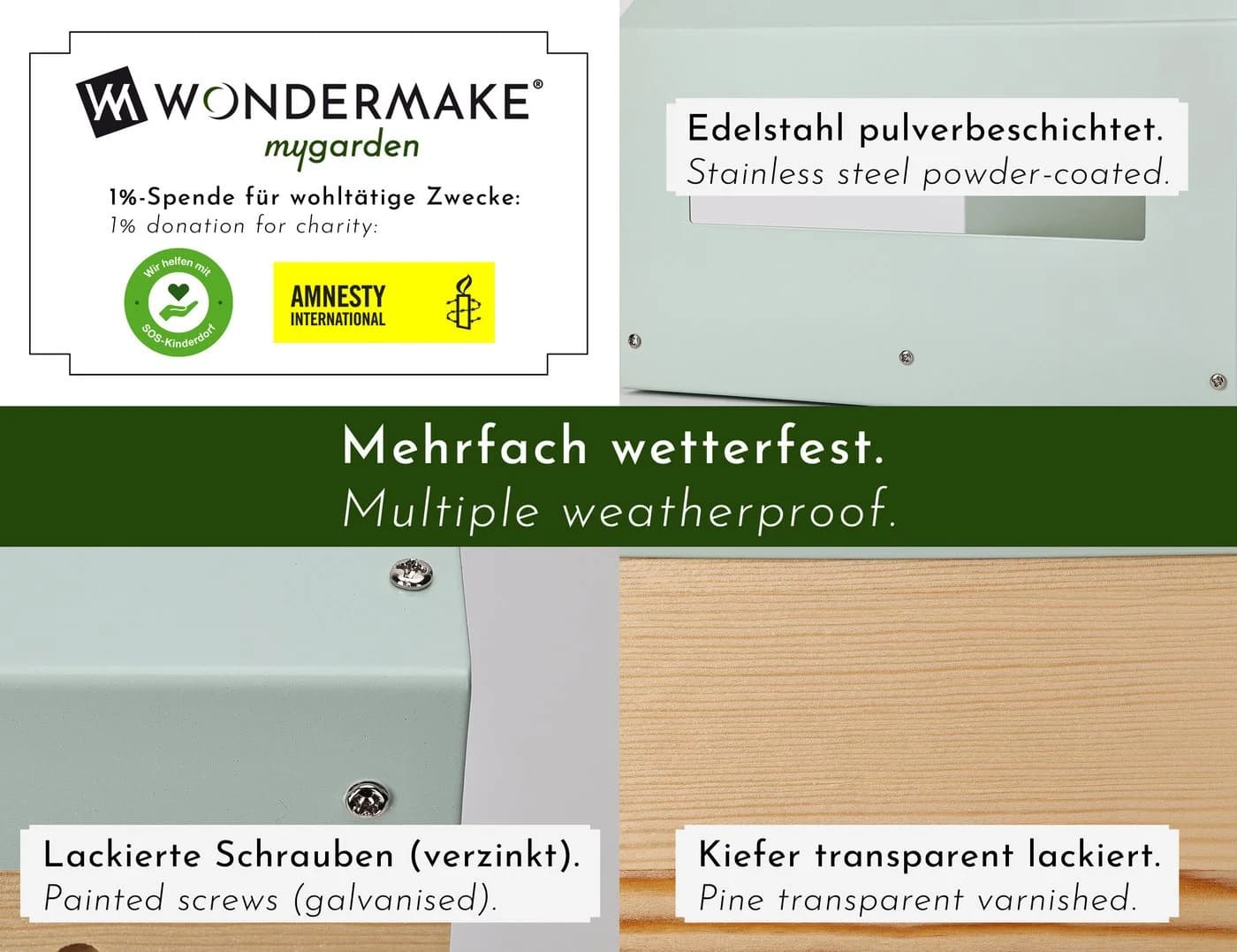WONDERMAKE Vogelhaus XL Metall & Holz wetterfest türkis-grau - Bild 4