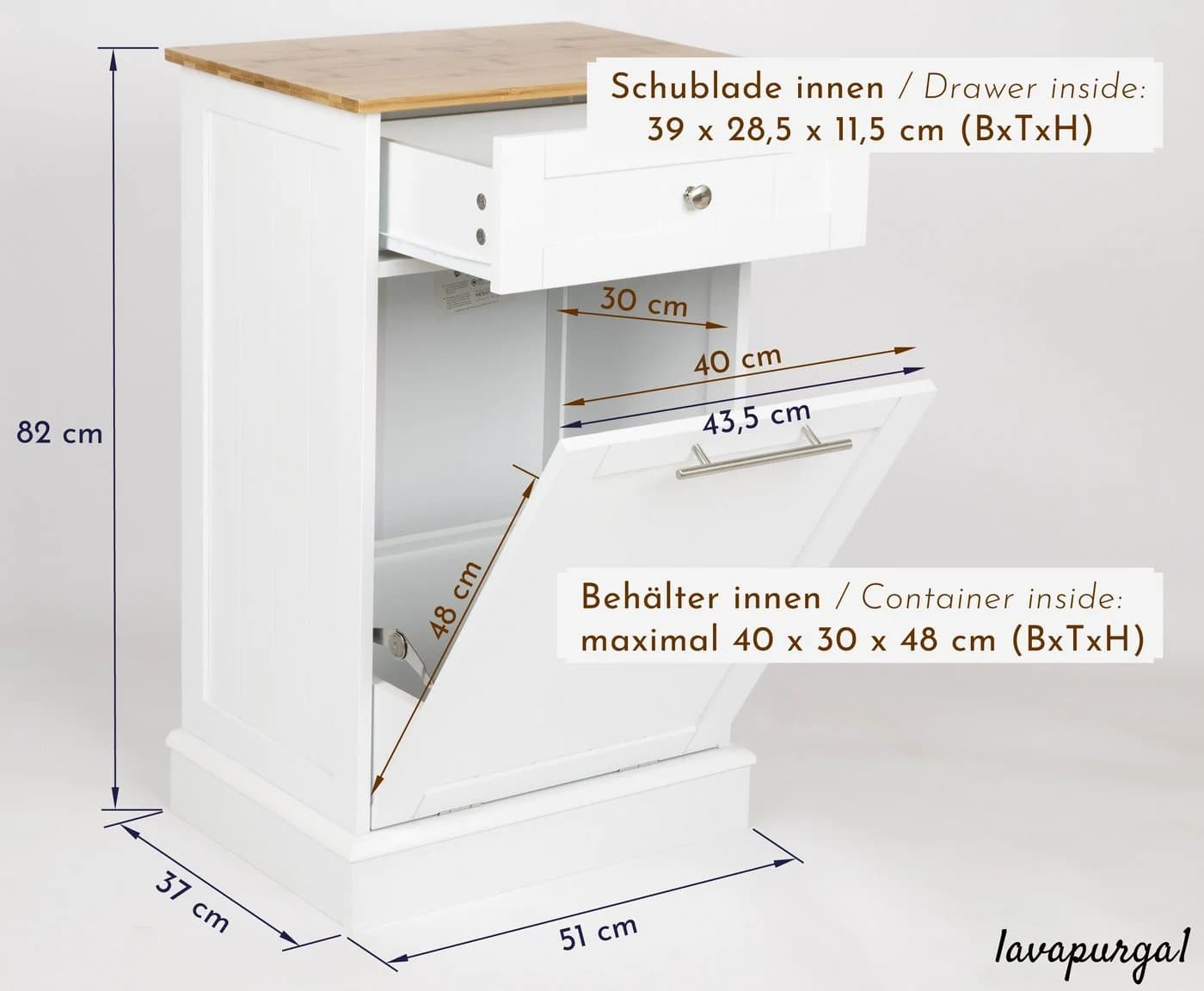 WONDERMAKE® Wäscheschrank aus Holz/Bambus, Weiß - Bild 4