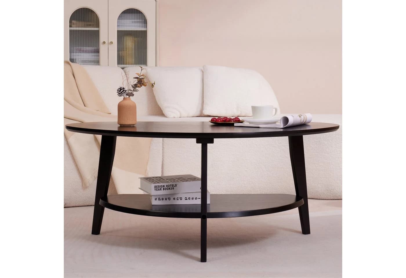 needs&wants® Couchtisch Bambus Oval Halbrund Schwarz - Bild 3