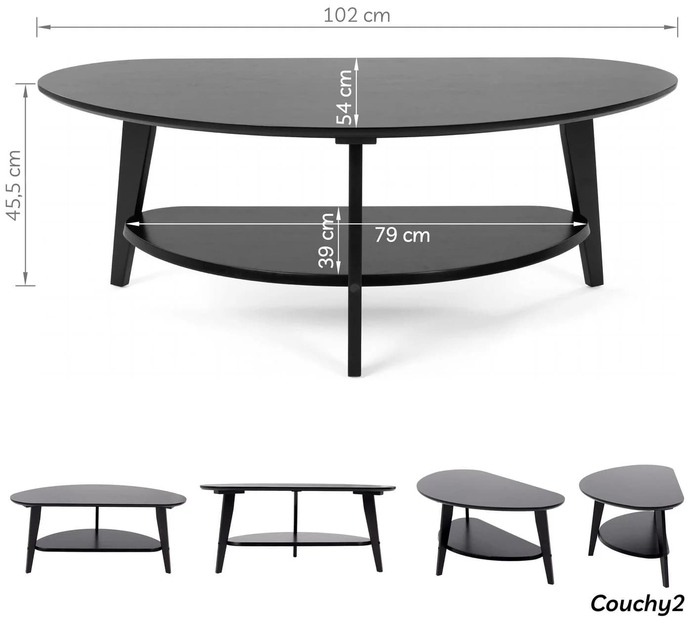 needs&wants® Couchtisch Bambus Oval Halbrund Schwarz - Bild 5