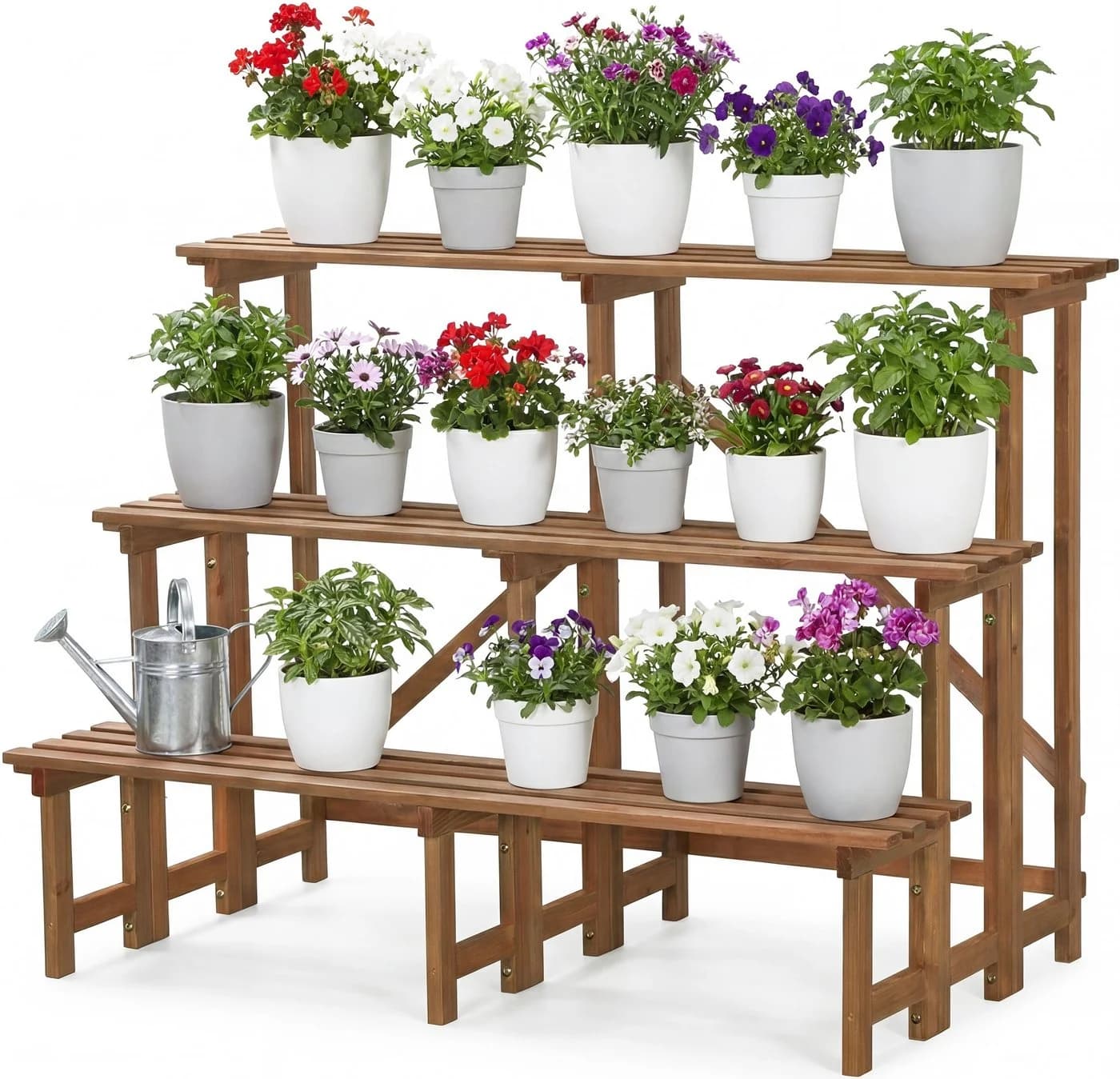 needs&wants® Blumenständer Pflanzentreppe Braun Tannenholz - Bild 2