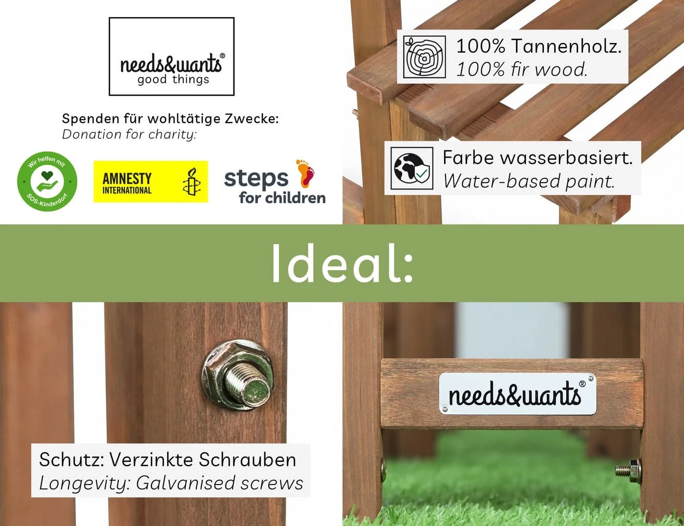 needs&wants® Blumenständer Pflanzentreppe Braun Tannenholz - Bild 3