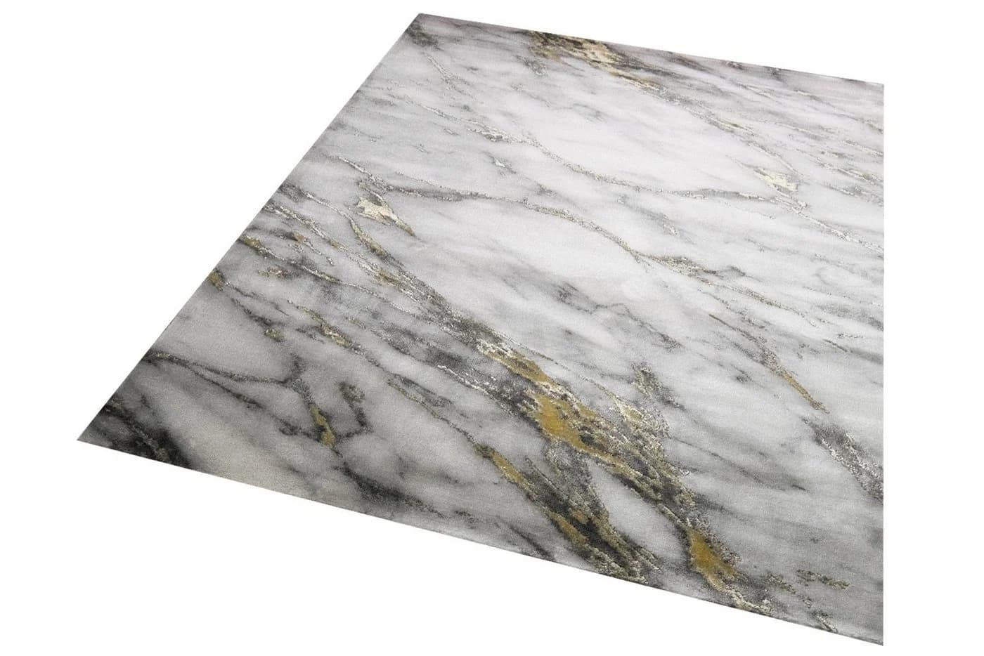 Carpetia Teppich Marmor-Optik Creme Grau Gold