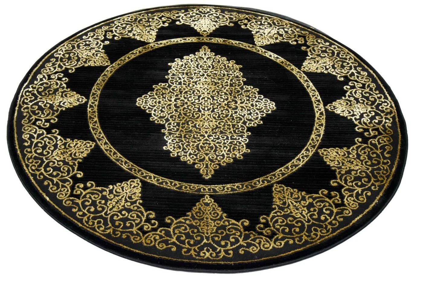 Carpetia Teppich Wohnzimmer Kurzflor Ornamente Schwarz Gold - Bild 3
