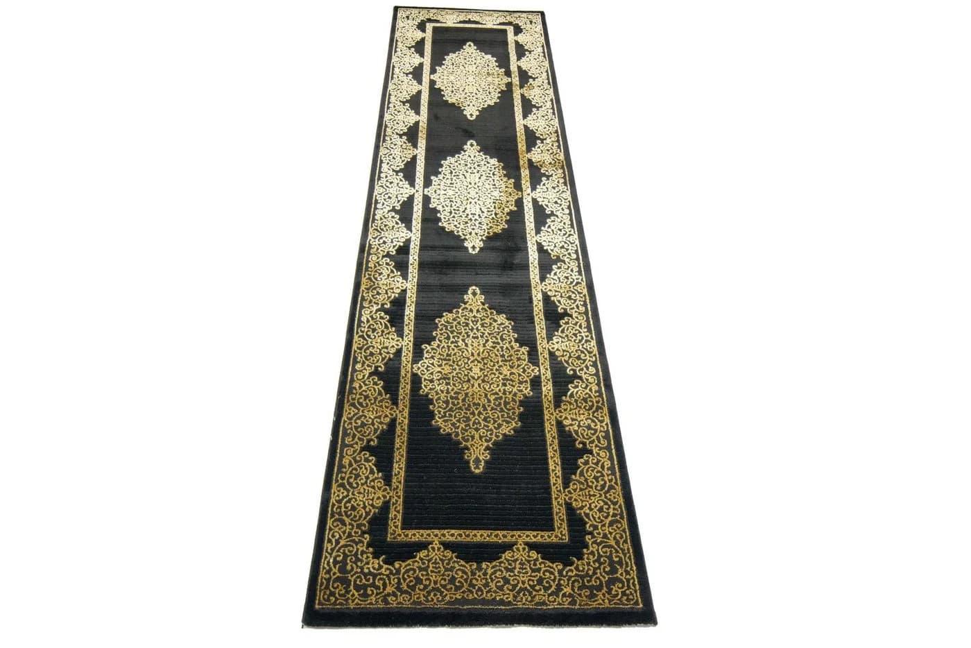 Carpetia Teppich Wohnzimmer Kurzflor Ornamente Schwarz Gold - Bild 4