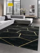 Carpetia Teppich Schwarz Gold Grau Geometrisches Muster Modern Bild 2