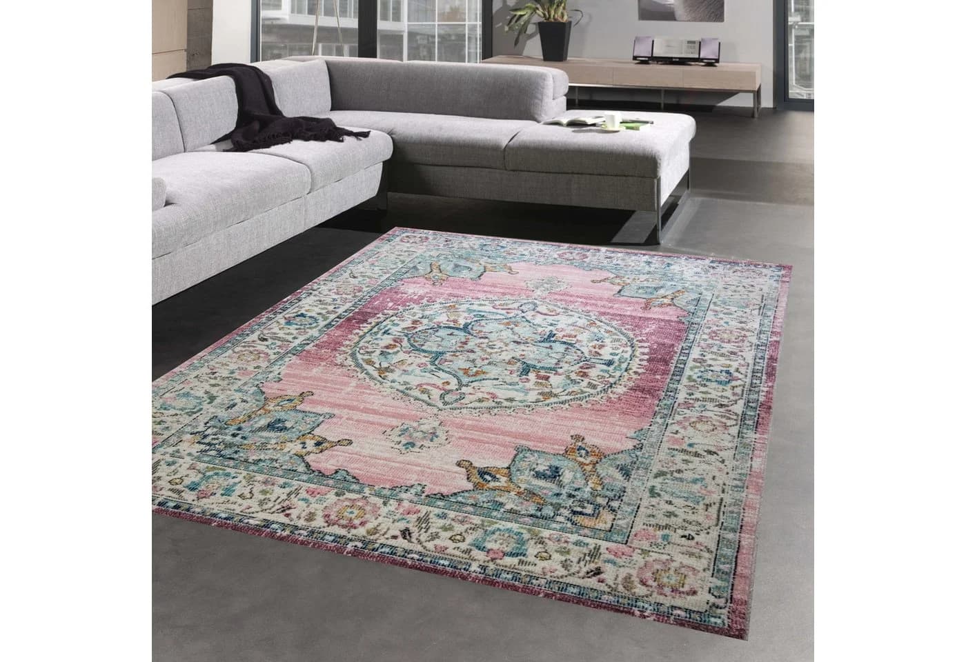 Carpetia Outdoorteppich Orientalisch Vintage Rosa