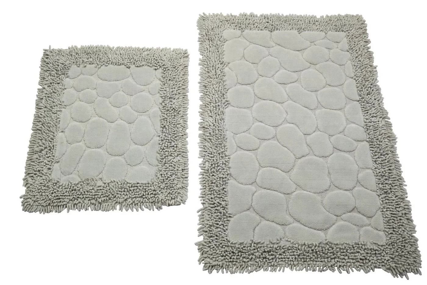 Carpetia Badematten Set 2-teilig Steinoptik Rutschfest Waschbar Grau