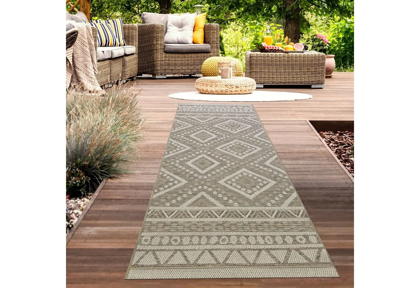 Carpetia Outdoorteppich Sisal Optik Rautenmuster Beige/Braun - Bild 2