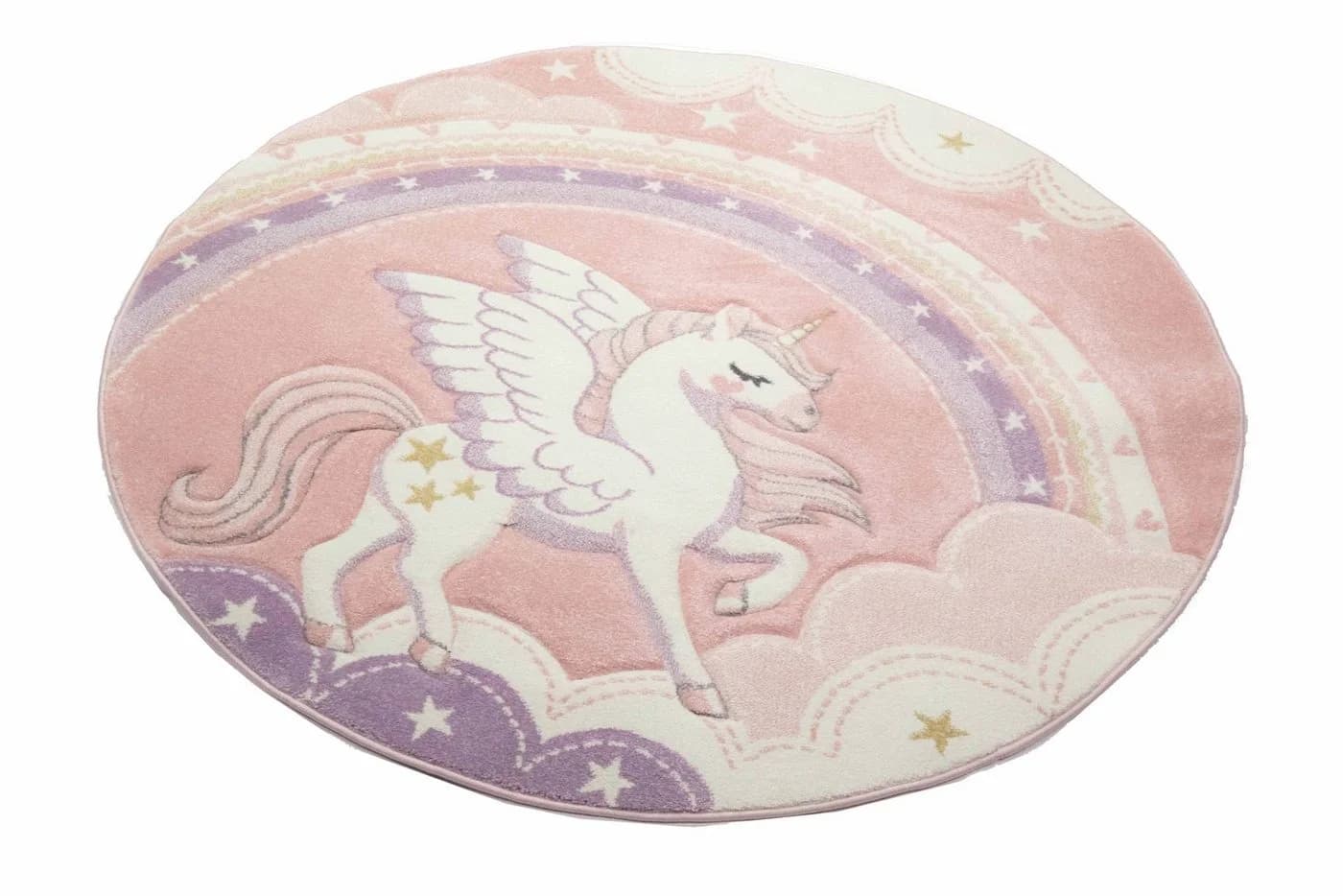 Carpetia Kinderteppich Himmel Wolken Regenbogen Einhorn Rosa Creme - Bild 3