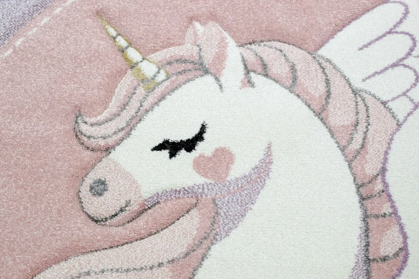 Carpetia Kinderteppich Himmel Wolken Regenbogen Einhorn Rosa Creme - Bild 4