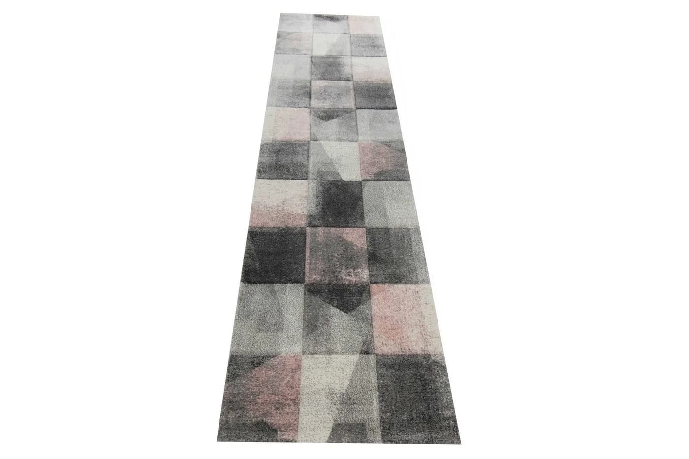 Carpetia Teppich Flur Wohnzimmer modernes Karomuster creme rosa grau - Bild 3