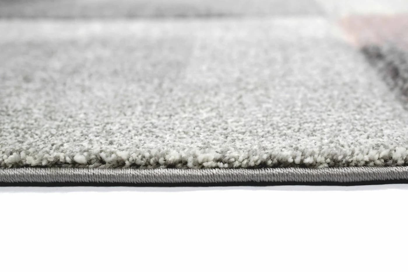 Carpetia Teppich Flur Wohnzimmer modernes Karomuster creme rosa grau - Bild 5