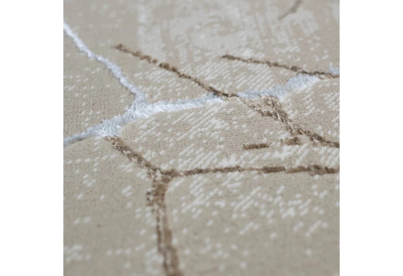 Carpetia Teppich Moderner Designerteppich mit glänzenden Ästen abstrakt beige