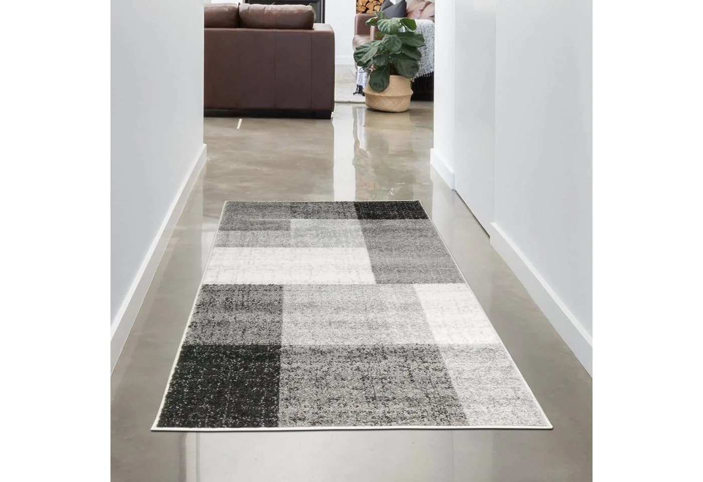Carpetia Teppich Modern Abstraktes Karo-Muster Creme Anthrazit - Bild 2