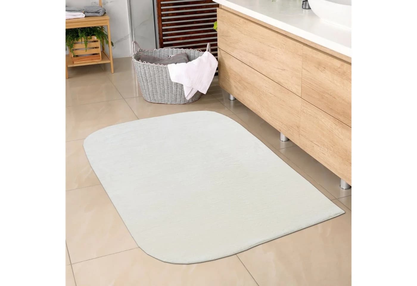 Carpetia Badezimmer-Teppich Creme Rutschfest Waschbar - Bild 2