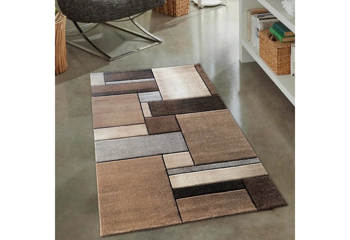 Carpetia Teppich Modern Abstraktes Rechteckmuster Beige - Bild 2