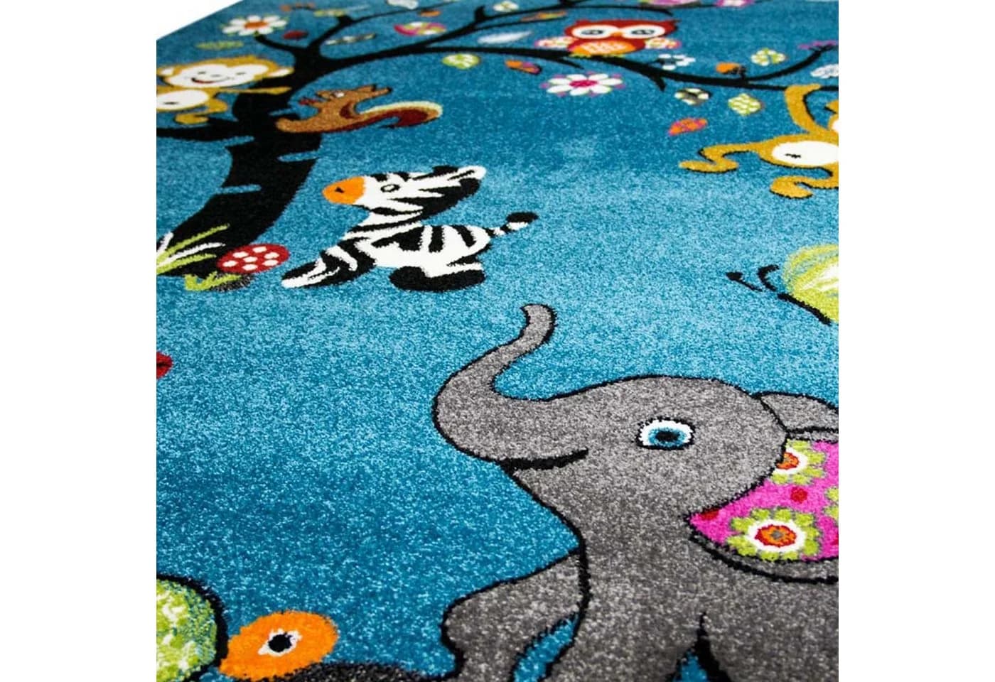 Carpetia Kinderteppich mit Tiermotiven in Blau - Bild 3