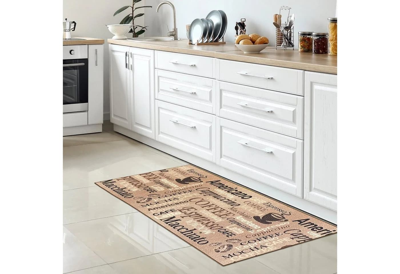 Carpetia Küchenläufer Modern 5 mm Höhe Rutschhemmend Beige/Braun