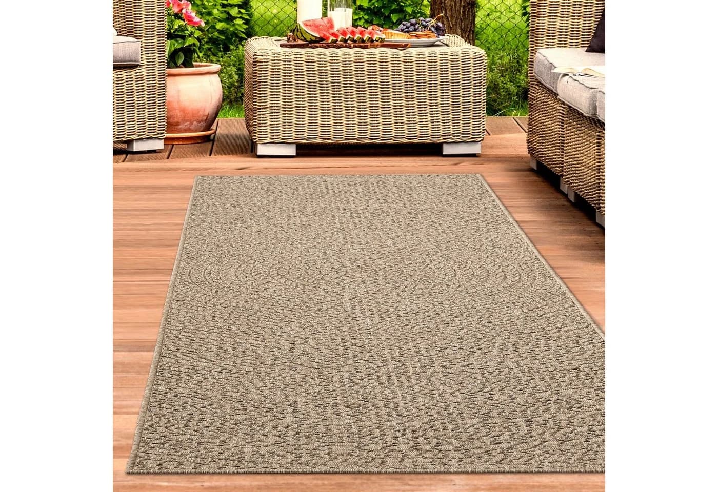 Carpetia Outdoorteppich In- & Outdoorteppich Jute-Look, rechteckig, Höhe: 5 mm, robust, wetterfest & pflegeleicht - Bild 2