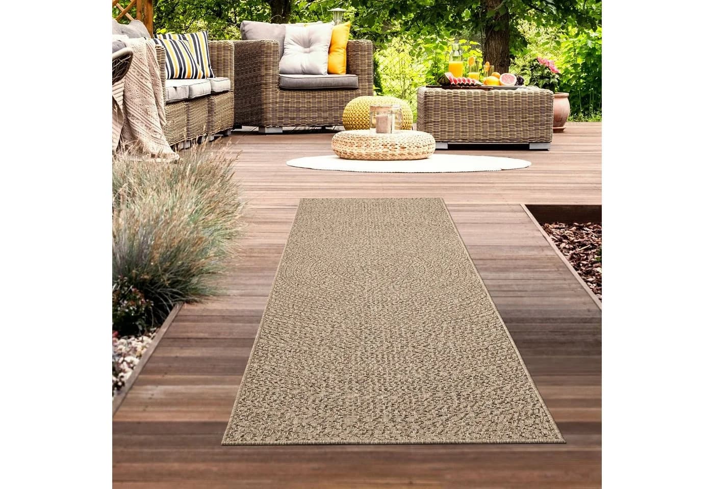 Carpetia Outdoorteppich In- & Outdoorteppich Jute-Look, rechteckig, Höhe: 5 mm, robust, wetterfest & pflegeleicht - Bild 3