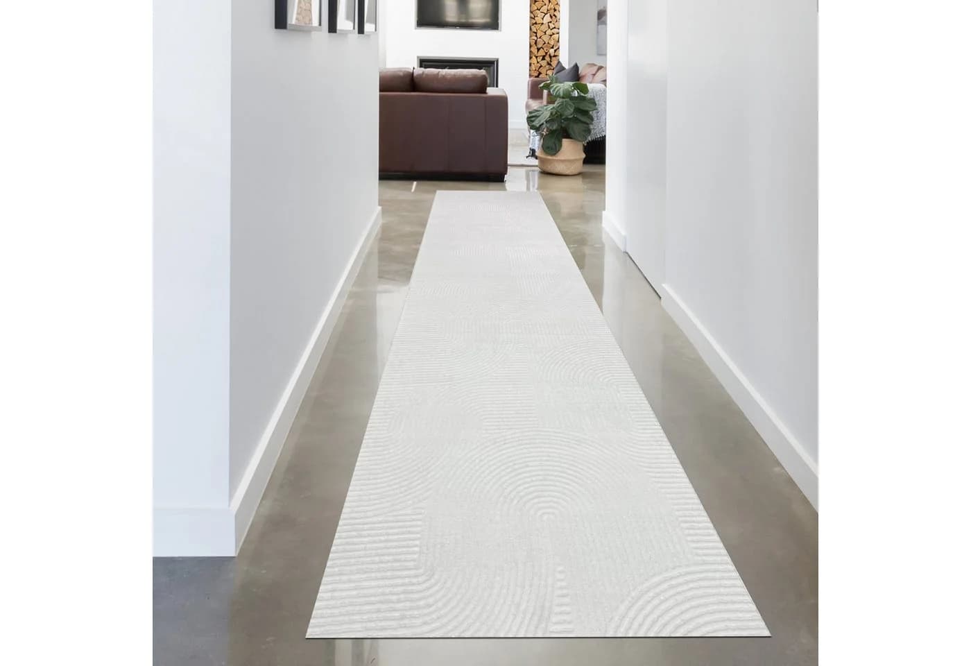 Carpetia Teppich 3D Hoch-Tief-Effekt Kurzflor Polyester Weiß - Bild 3