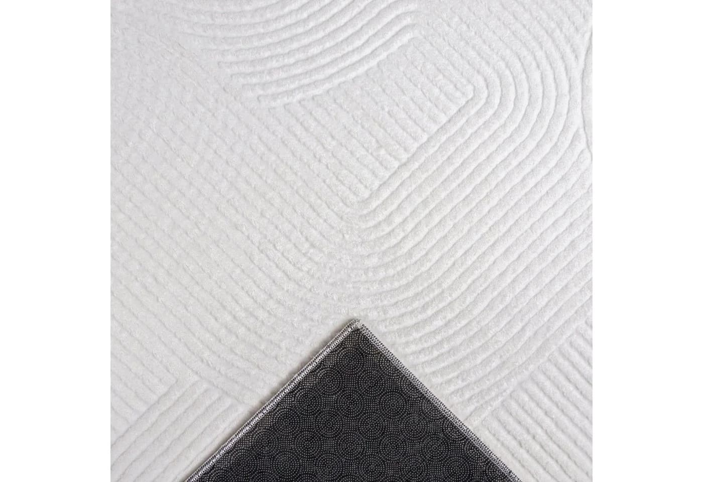 Carpetia Teppich 3D Hoch-Tief-Effekt Kurzflor Polyester Weiß - Bild 5