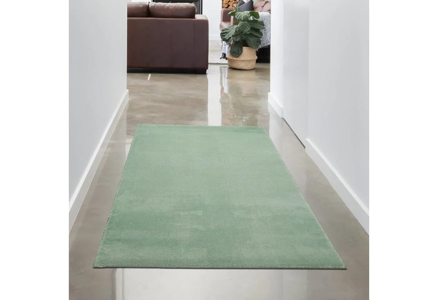 Carpetia Teppich Uni Grün 16mm Florhöhe Super Soft