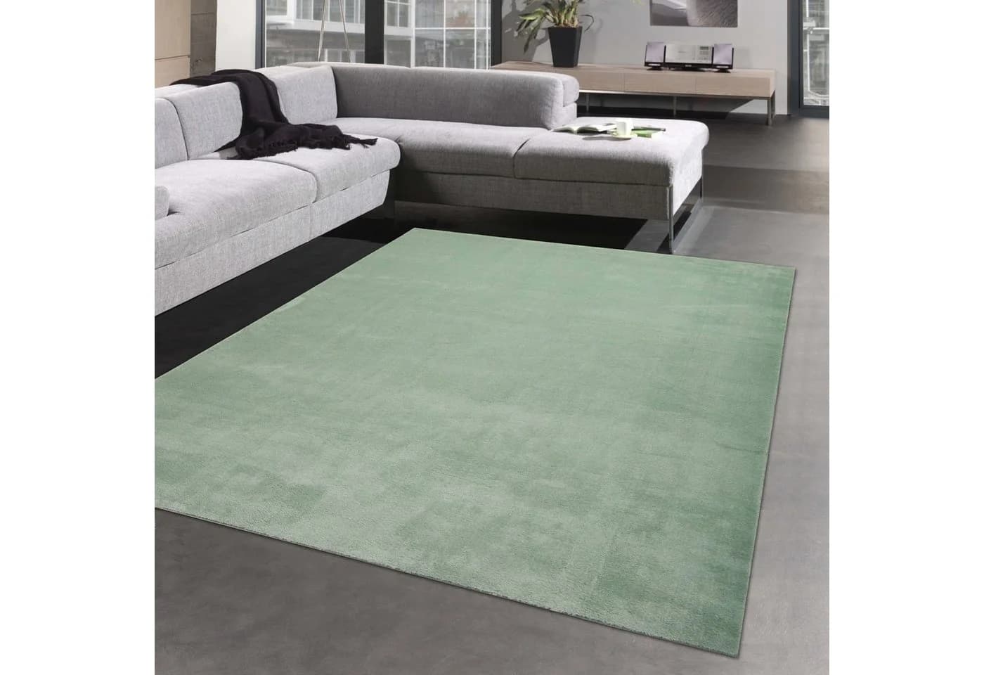 Carpetia Teppich Uni Grün 16mm Florhöhe Super Soft - Bild 2