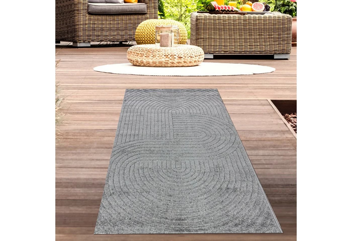 Carpetia Outdoorteppich Wetterfest Boho-Style Anthrazit - Bild 2