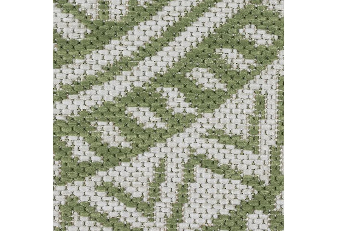Carpetia Outdoorteppich Rund Ethno-Design Grün/Weiß