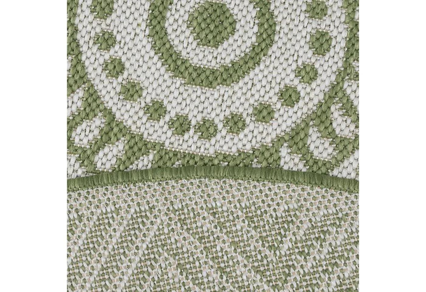 Carpetia Outdoorteppich Rund Ethno-Design Grün/Weiß - Bild 3