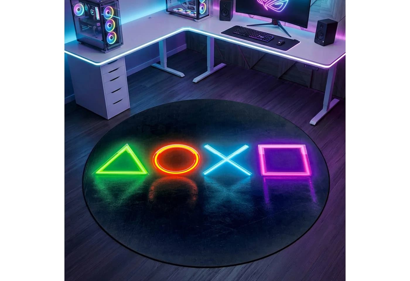 Carpetia Designteppich Gaming Style Rund 5mm Grafische Motive Neon - Bild 2