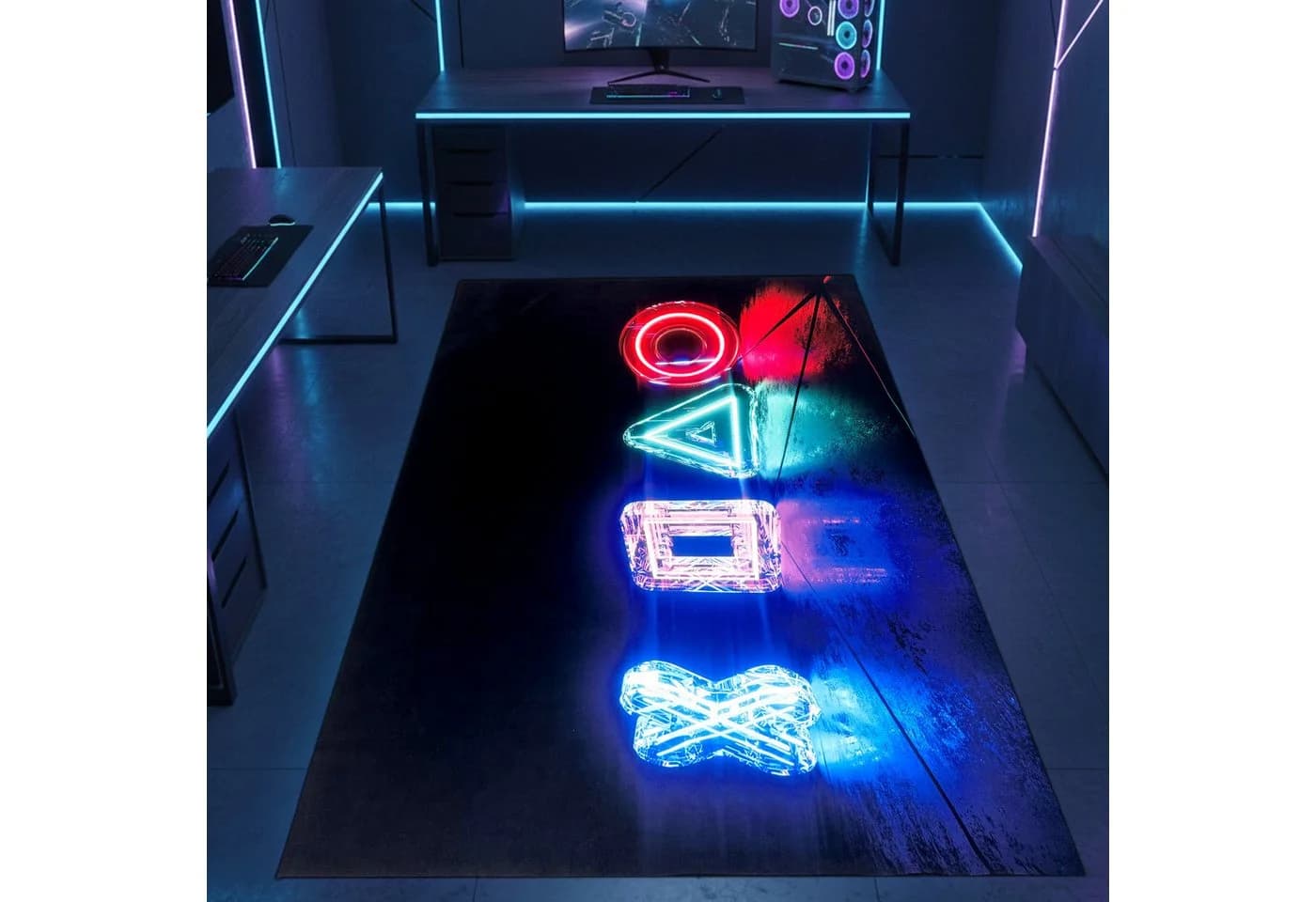 Carpetia Kinderteppich Gamingteppich Antirutsch Neon-Symbole - Bild 2