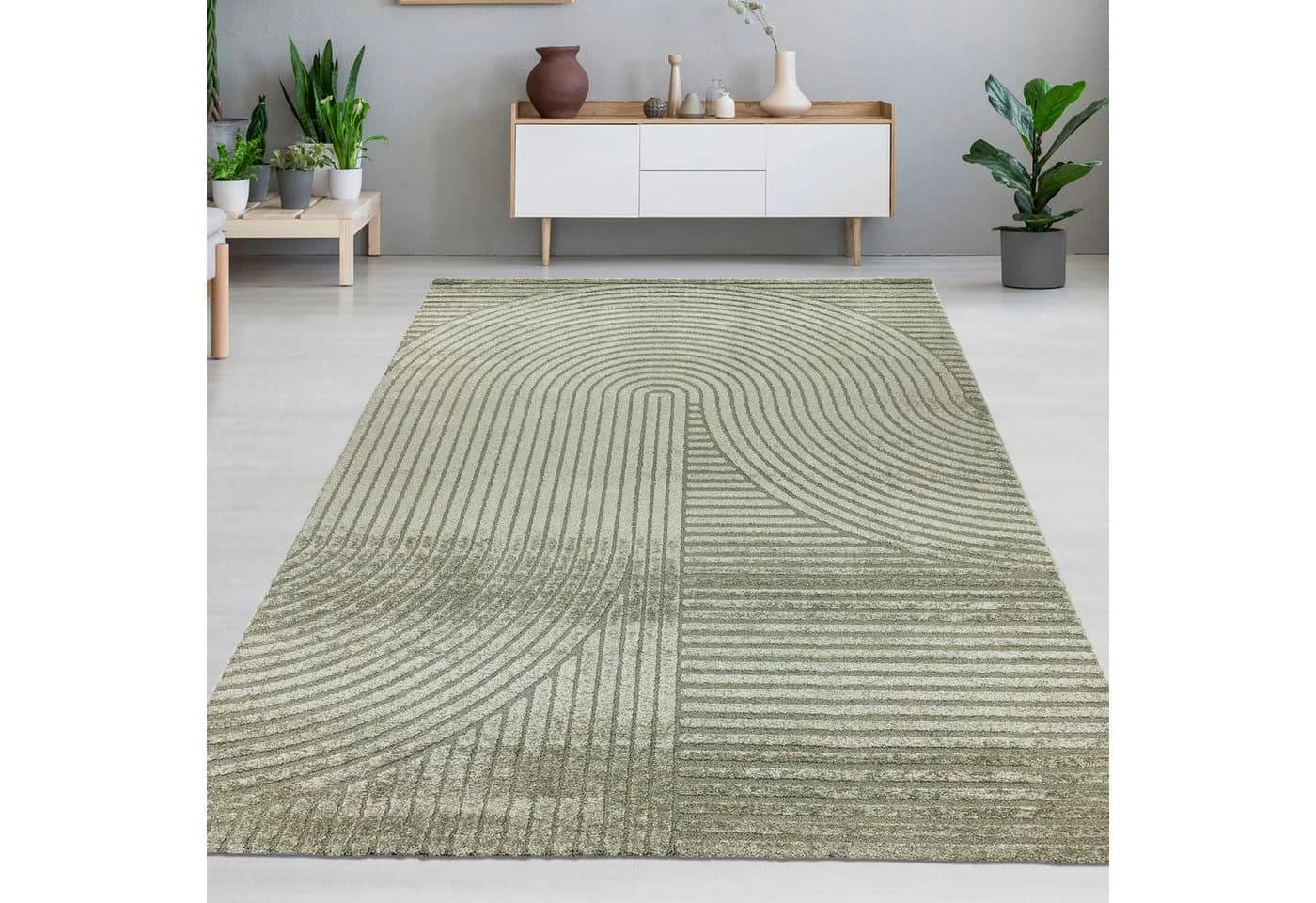 Carpetia Designteppich Kurzflor 3D-Effekt Grün - Bild 2