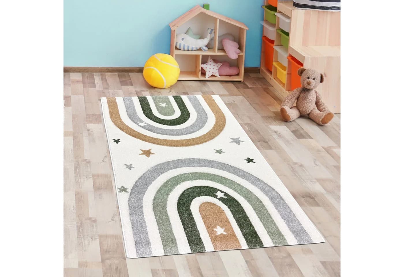 Carpetia Kinderteppich Pastellfarben Regenbogendesign - Bild 2