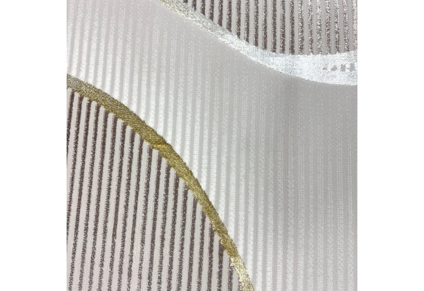 Carpetia Kurzflorteppich Creme Geschwungene Linien Modern Mit Glanzeffekt Rechteckig