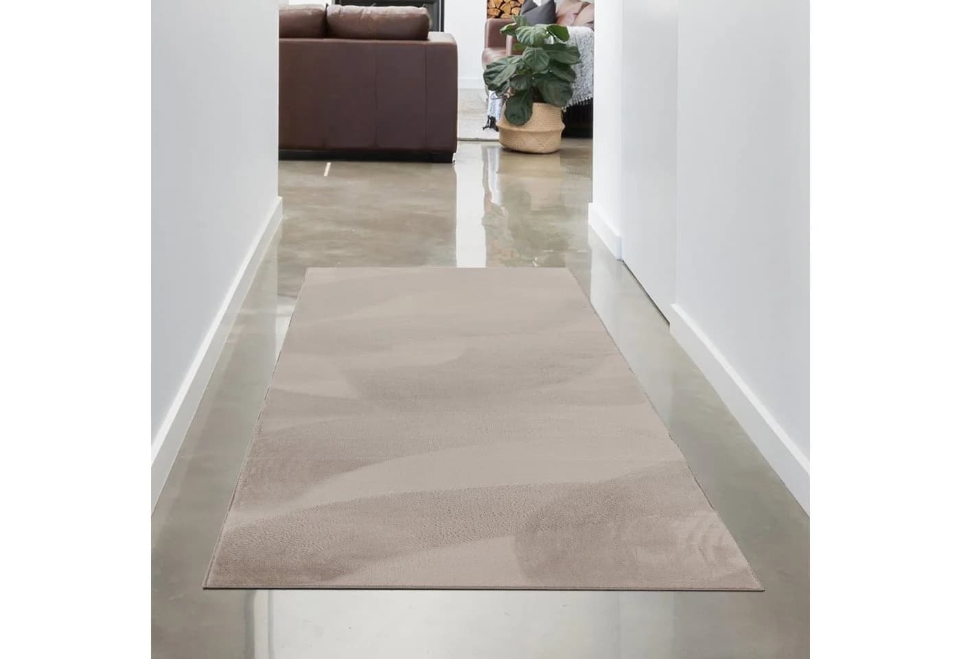 Carpetia Teppich Beige Hasenfell-Optik Modern