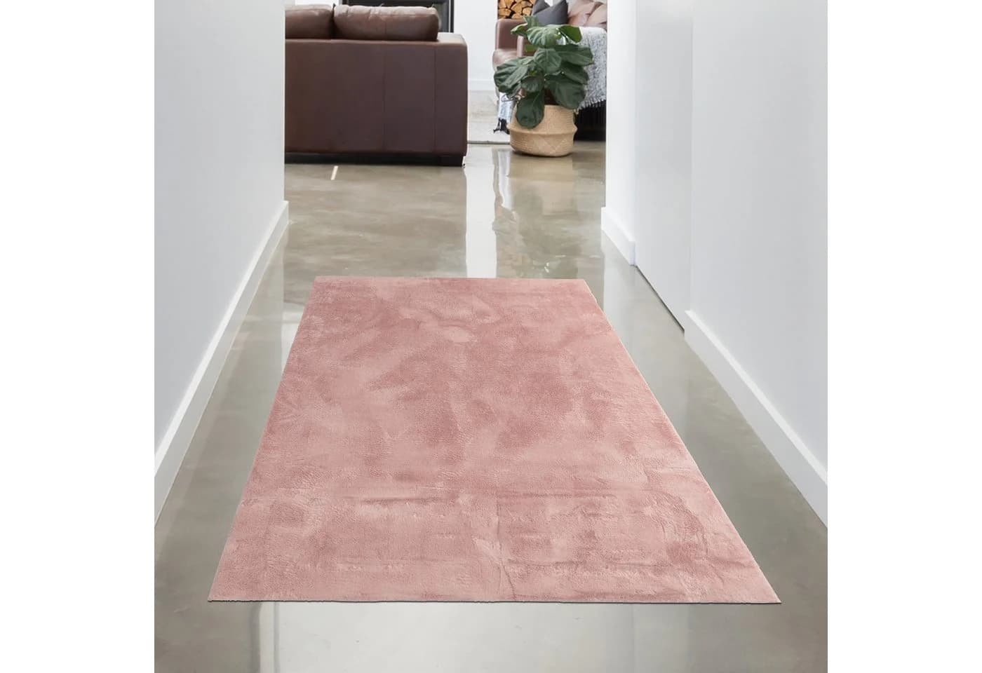 Carpetia Teppich Rosa Hasenfell-Optik Modern
