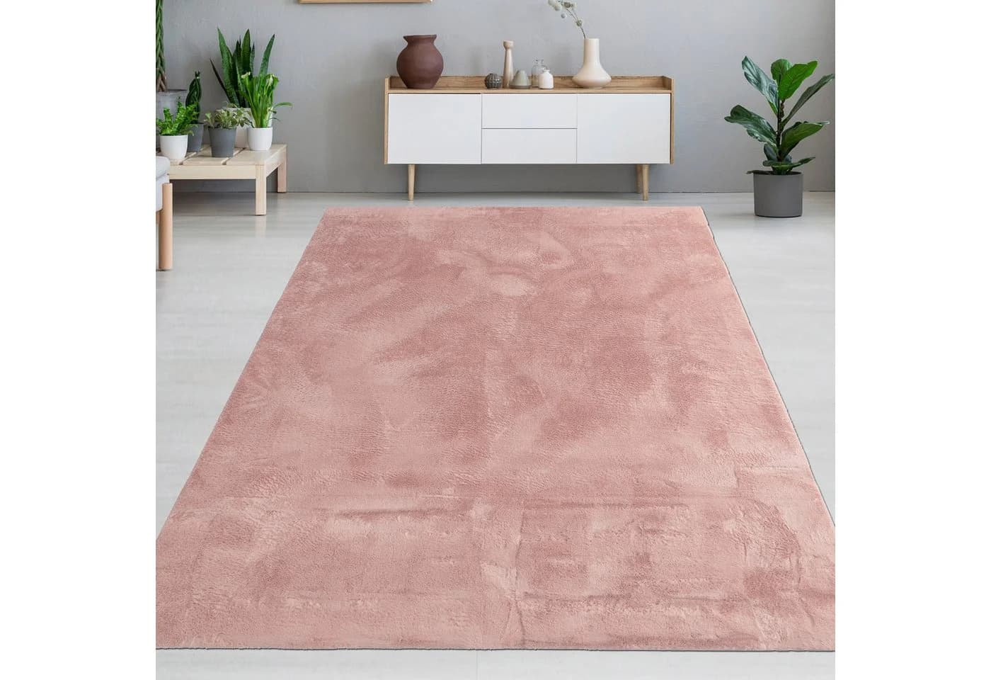 Carpetia Teppich Rosa Hasenfell-Optik Modern - Bild 2