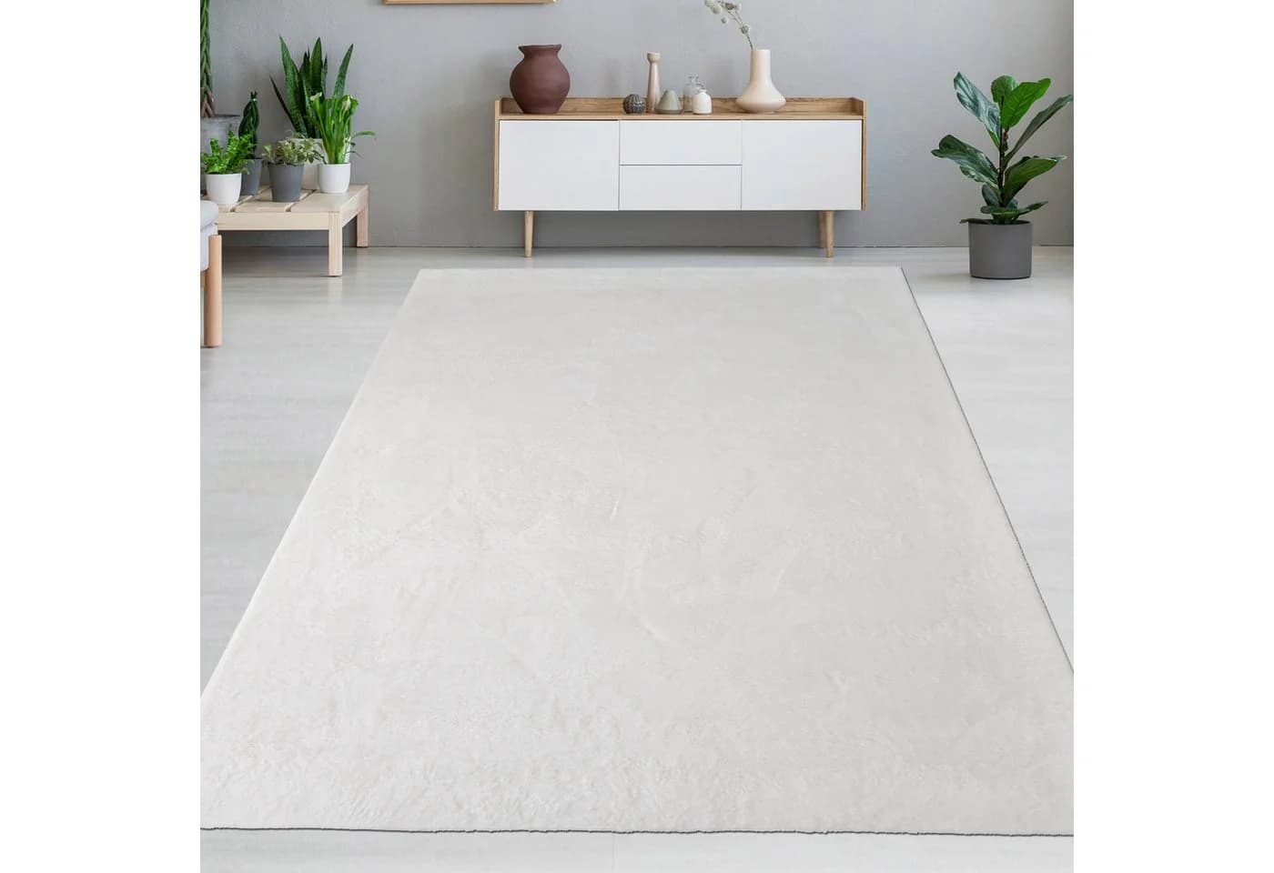 Carpetia Teppich Weiß Hasenfell-Optik - Bild 2
