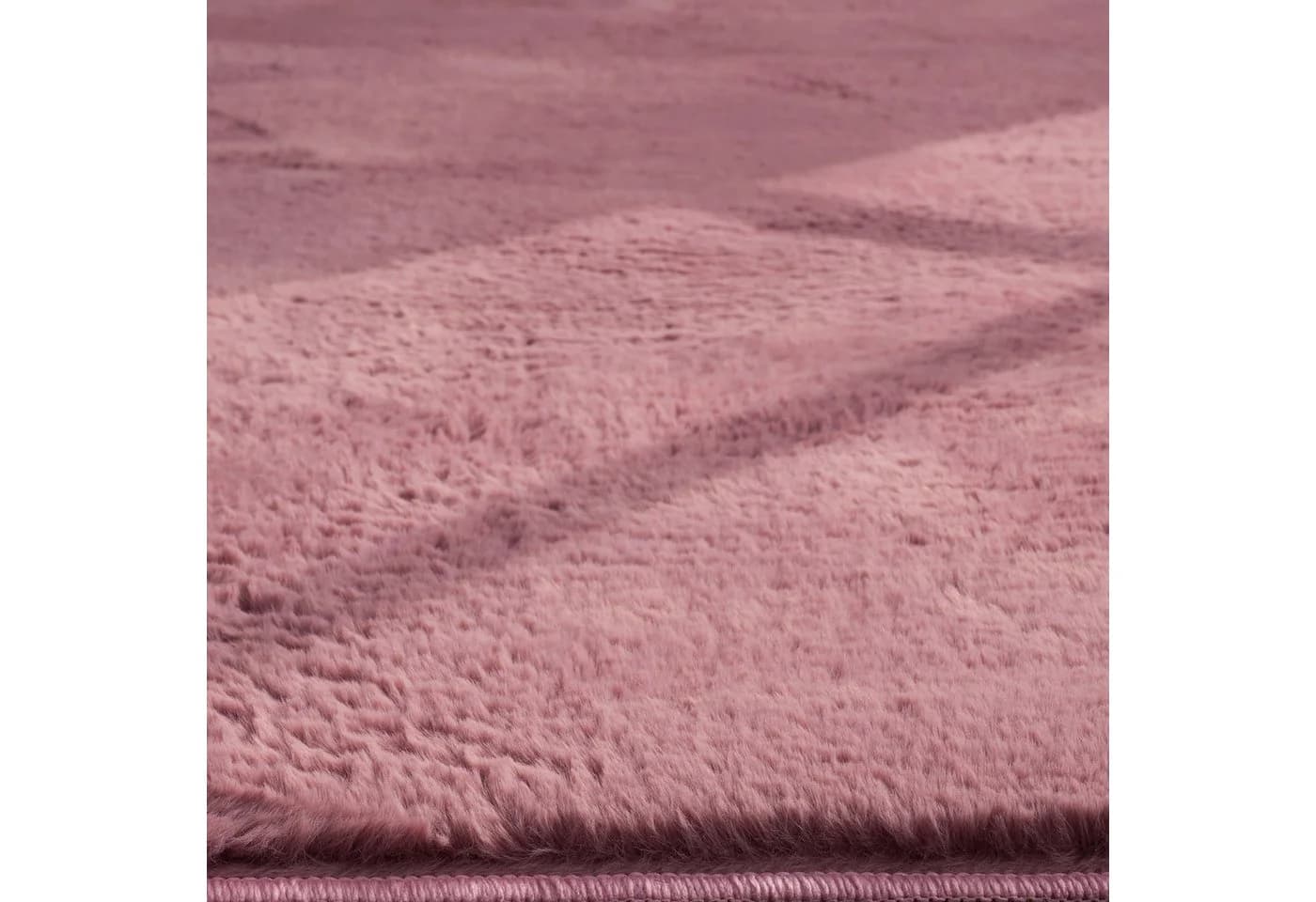 Carpetia Fellteppich Kunstfell Hasenfell-Optik Rosa Rund - Bild 4