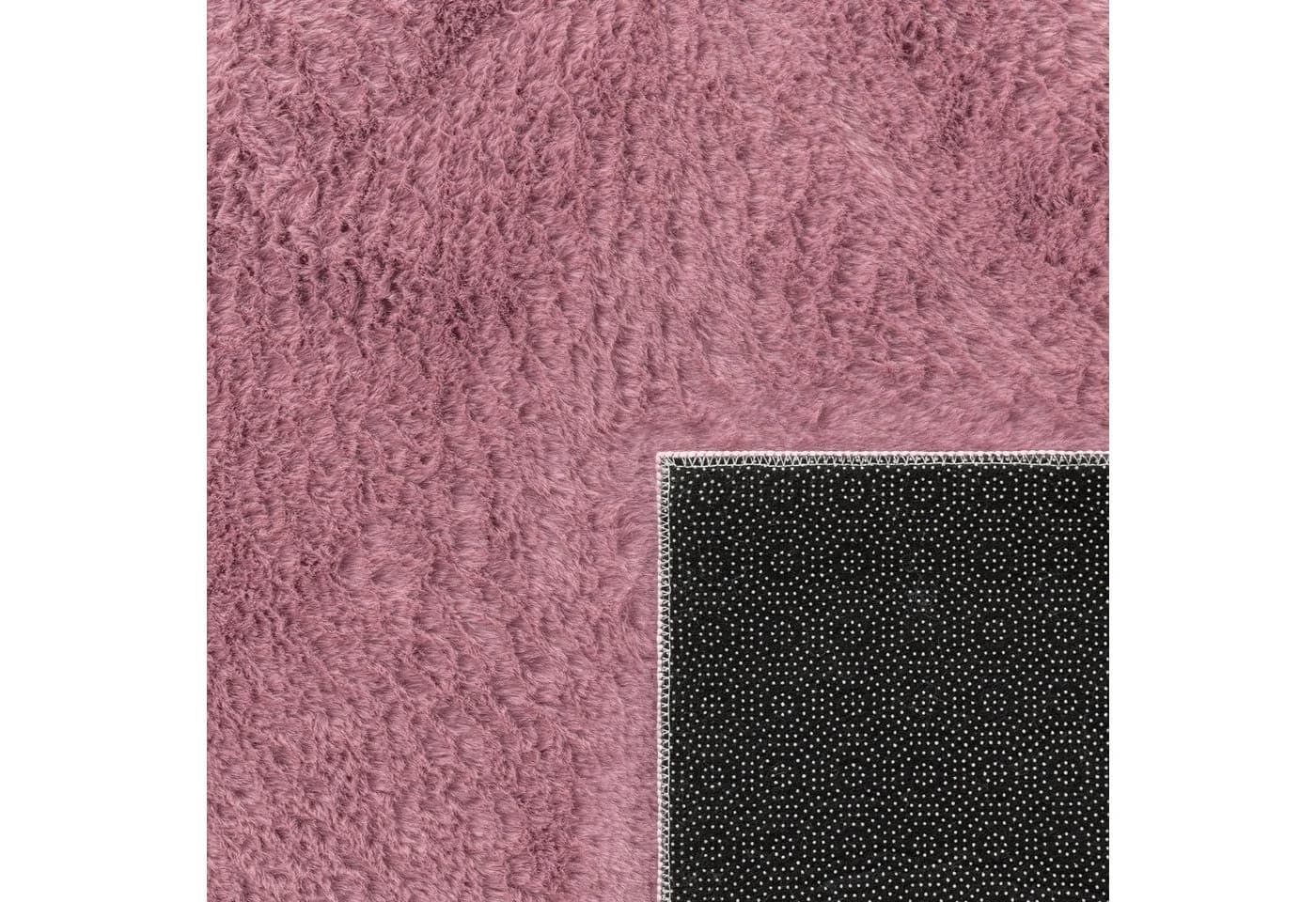 Carpetia Fellteppich Kunstfell Hasenfell-Optik Rosa Rund - Bild 5