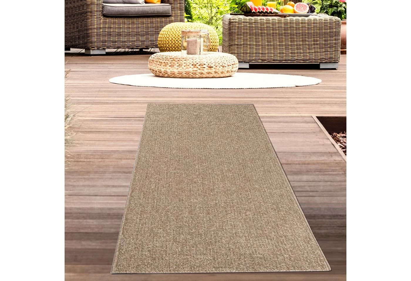 Carpetia Outdoorteppich Jute-Optik Beige