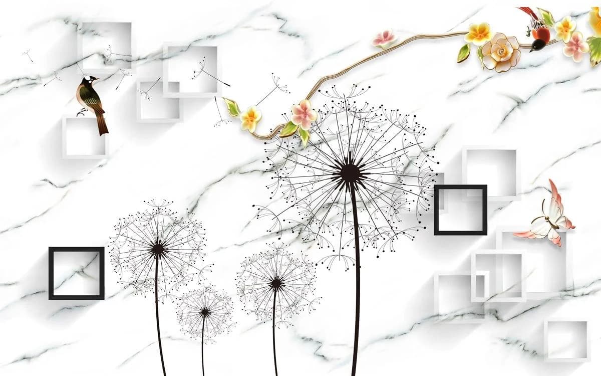 PAPERMOON Fototapete Vlies Pusteblume Bunt
