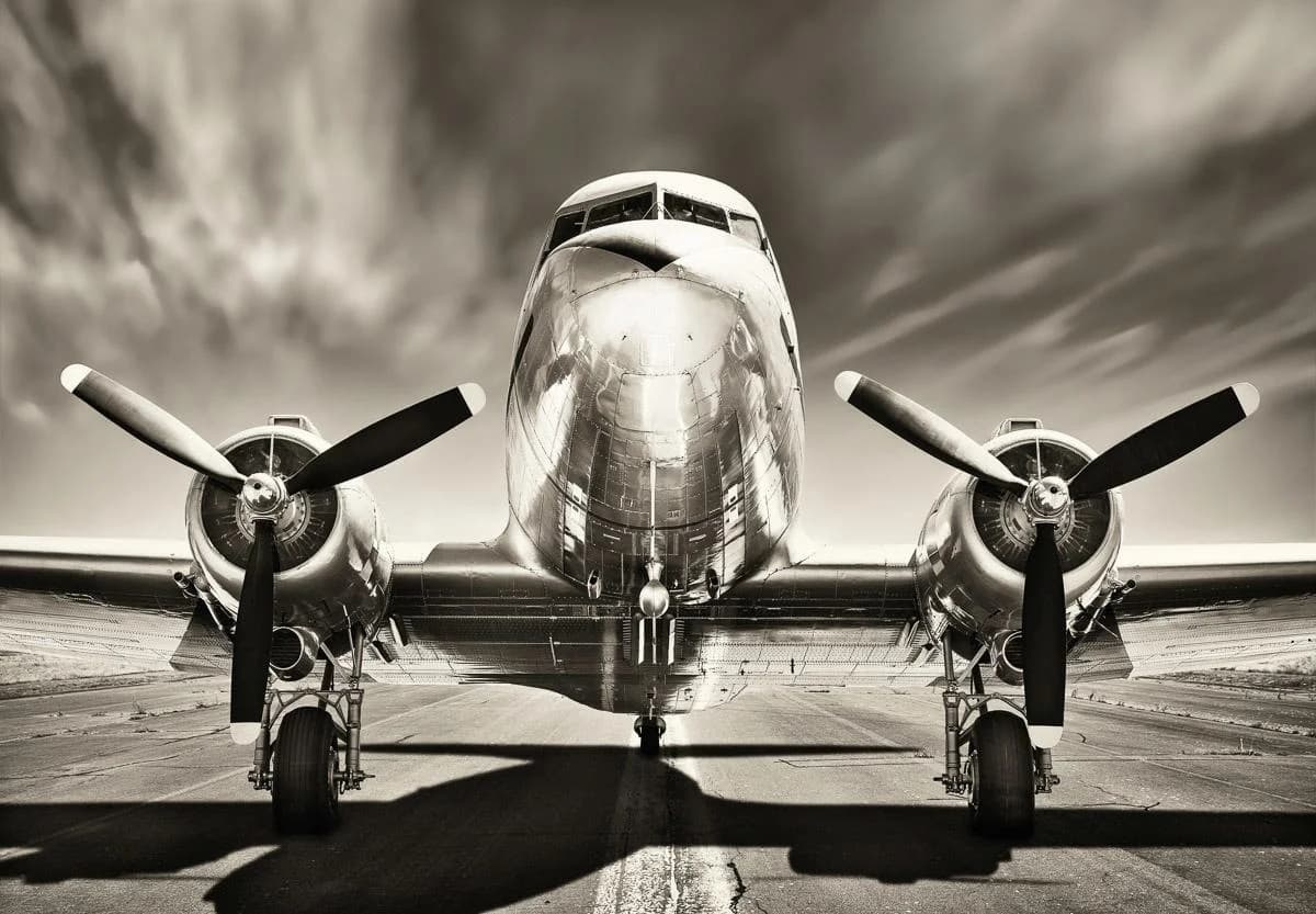 PAPERMOON Fototapete Flugzeug Schwarz Weiß Vlies
