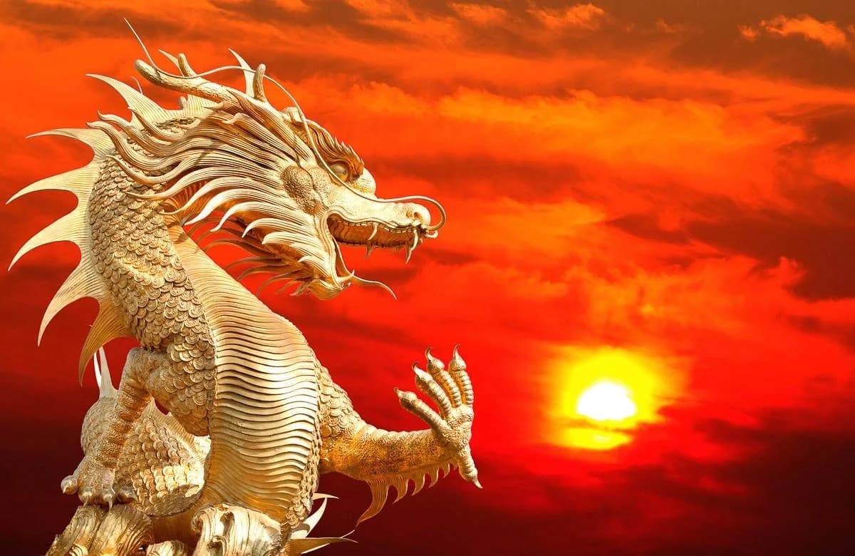 PAPERMOON Fototapete Chinesischer Drache Vlies Bunt