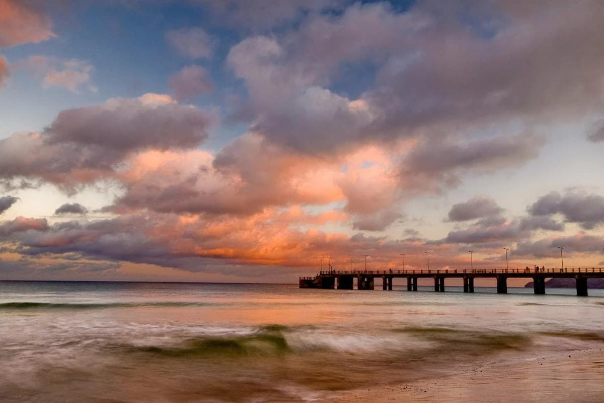 Fototapete PAPERMOON Porto Santo Pier Sonnenuntergang Vlies 4,5x2,8m